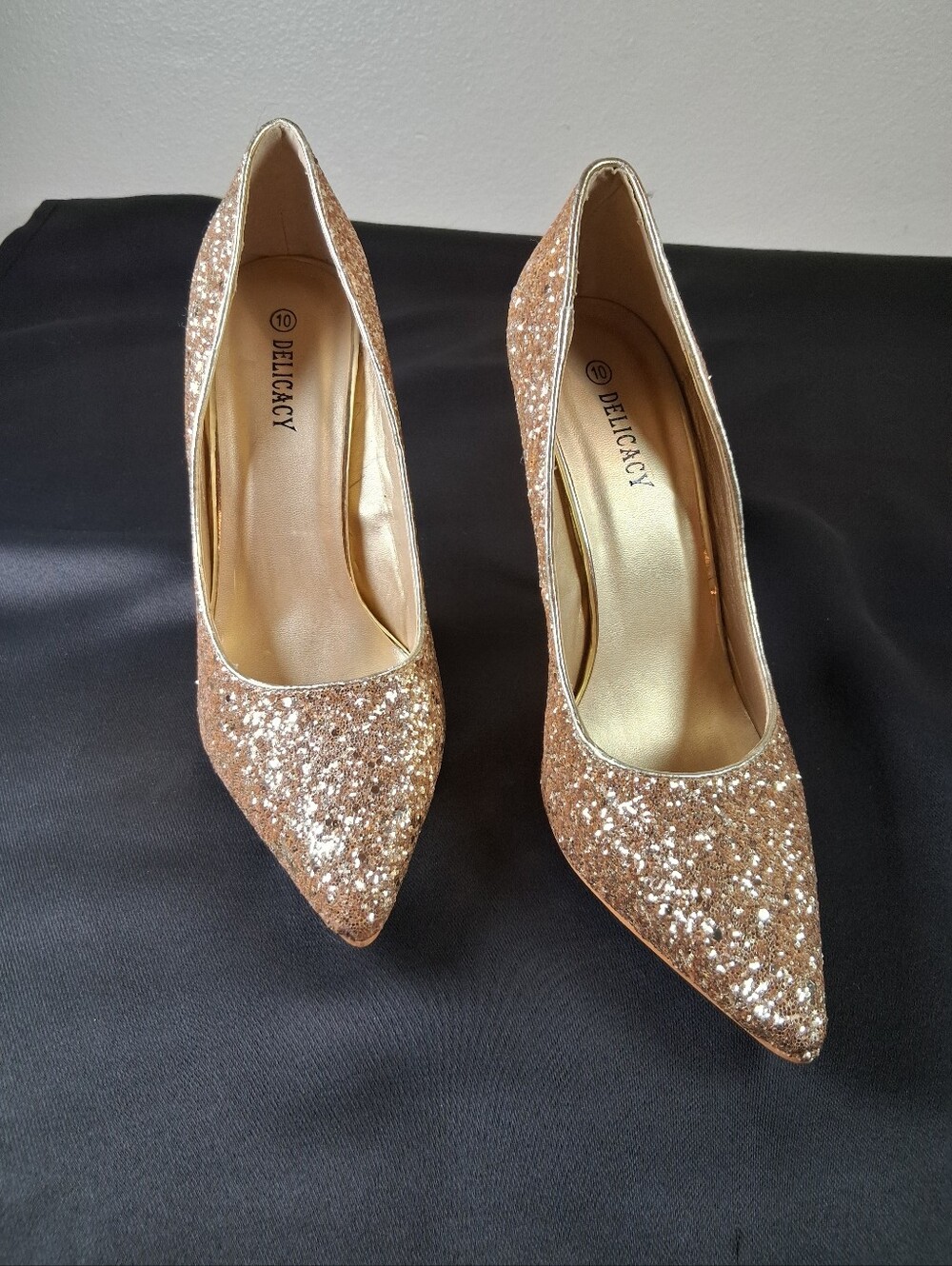 SKU100 Delicacy Women's Glitter Pointed Toe Pumps - Rose Gold